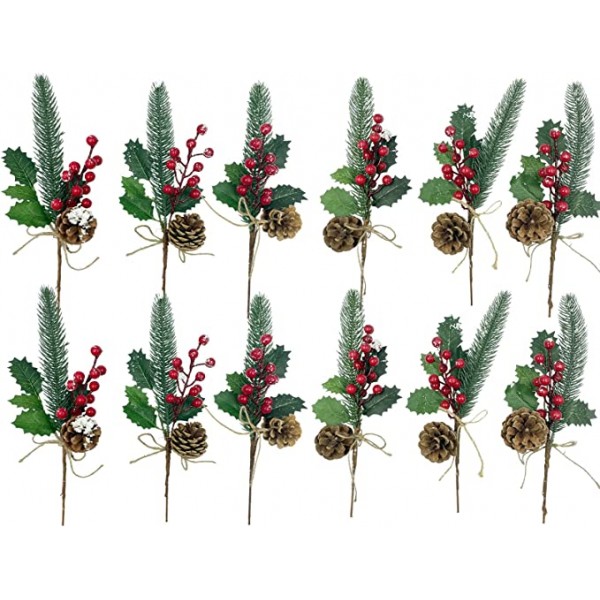 12 Pack Christmas Artificial Berry Twigs
